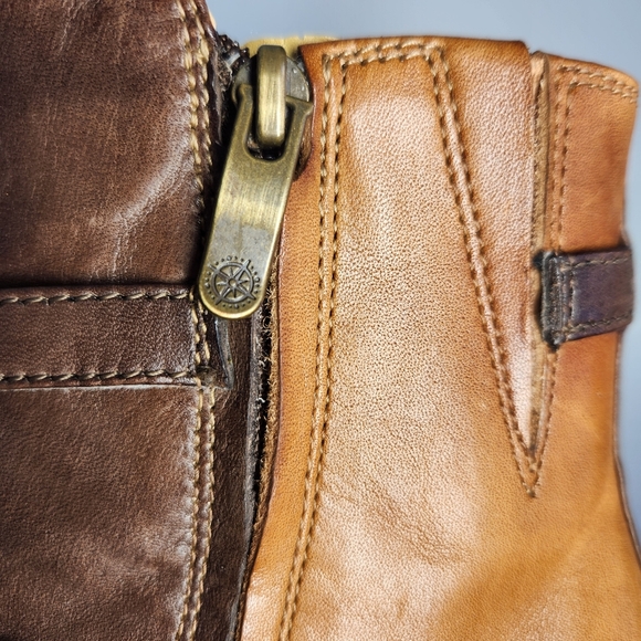 Bussola Italian 'Lausanne' Two-Tone Toffee Chocolate Leather Boots Womens 8.5 - Picture 9 of 13